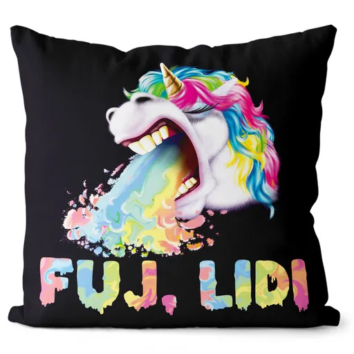 Polštář Fuj, lidi – jednorožec (Velikost: 55 x 55 cm)
