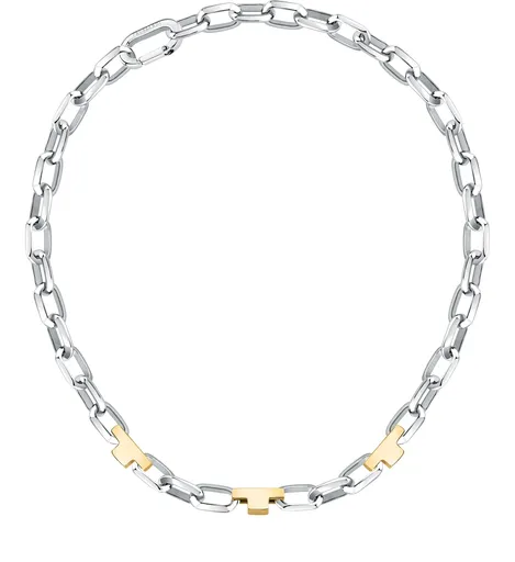 Trussardi Masivní ocelový bicolor náhrdelník T-Logo TJAXC01