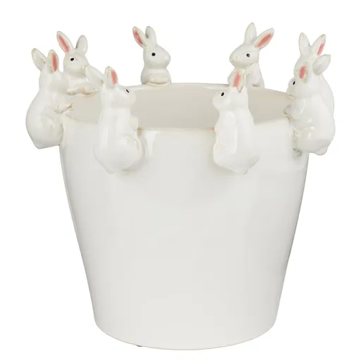 CIRCLE OF FRIENDS Květináč zajíčci 22 cm - bílá