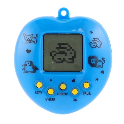 Zvířátko Tamagochi elektronické přívěsek se šňůrkou se zvukem 5 x 6 cm modrá