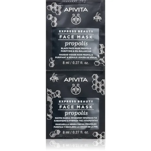 Apivita Express Beauty Purifying Face Mask Propolis čisticí černá maska pro mastnou pleť 2x8 ml