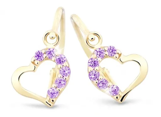 Cutie Jewellery Něžné dětské náušnice ze žlutého zlata C2757-10-X-1 fialová
