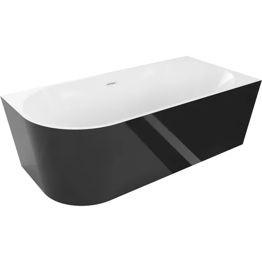 MEXEN/S Mia volně stojící rohová vana pravá 140 x 75, bílá/černá, sifon a přepad bílá 52691407575P-20