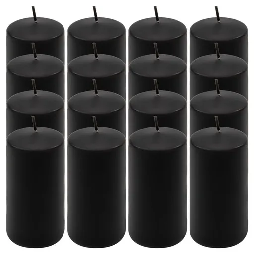 Černá parafínová svíčka 10 cm, 20 h hoření, sada 16 ks