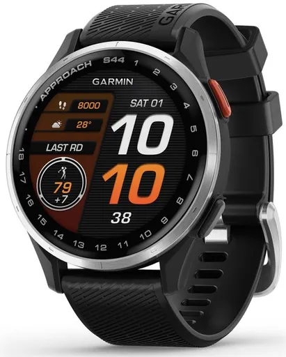 Garmin Approach® S44 Silver, silikonový řemínek Black 010-03009-00