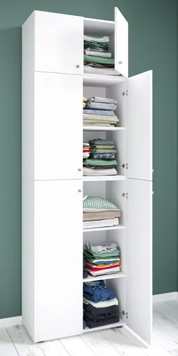 VCM Šatní skříň Lona XXL s otočnými dveřmi s přídavným zařízením, bílá