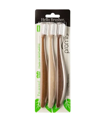 Promis Zubní kartáček Soft 3 ks Wood Love