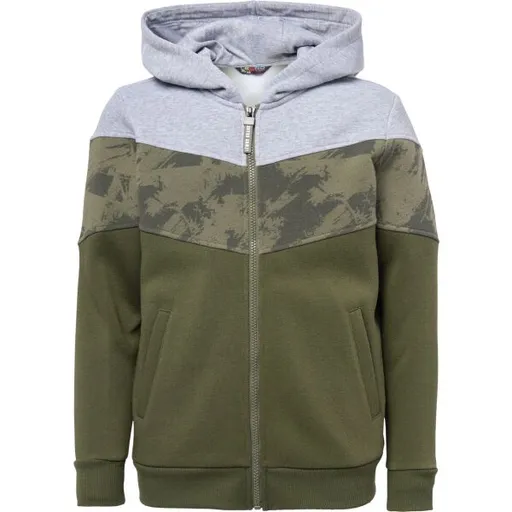 Lewro BRUS Chlapecká celorozepínací mikina, khaki, velikost 116-122