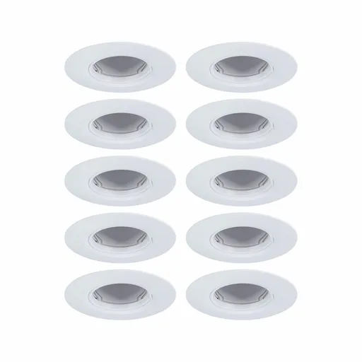 PAULMANN Vestavné svítidlo 10ks-sada nevýklopné kruhové 90mm GU10 max. 10x10W 230V bílá