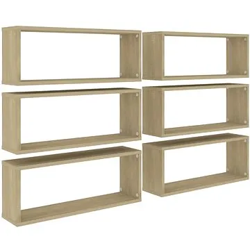 Shumee Nástěnné obdélníkové 6 ks dub sonoma 60×15×23 cm , 807144 (807144)