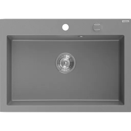 MEXEN Elix granitový dřez 1-miska 700 x 500 mm, šedý, sifon chrom 6526701005-71