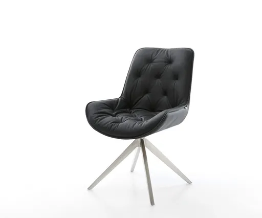 Jídelní židle Taimi-Flex pravá kůže černá křížová podnož široká