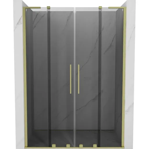 MEXEN/S Velar L Duo posuvné sprchové dveře 150, grafit, zlatá kartáčovaná 871-150-003-42-55