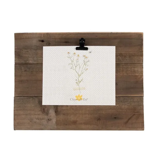 Hnědý antik dřevěný fotorámeček s klipem Clipp - 32*3*25 cm / 15*18 cm 6H2368