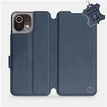 Kožené flip pouzdro na mobil Xiaomi Mi 11 Lite LTE / 5G - Modré -  Blue Leather (5903516701278)