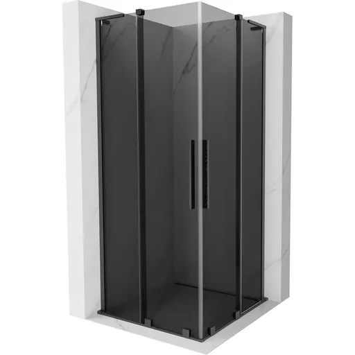 MEXEN/S Velar L Duo sprchový kout, posuvné dveře 90 x 90, grafit, gun gray kartáčovanáana 871-090-090-02-43-66