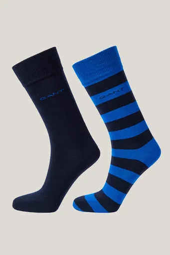 PONOŽKY GANT BARSTRIPE AND SOLID SOCKS 2-PACK LAPIS BLUE