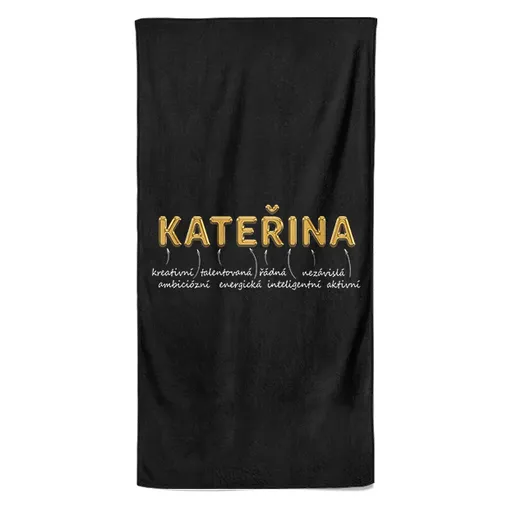 Osuška Ženská jména – GOLD (Jméno: Kateřina, Velikost osušky: 100x170cm)