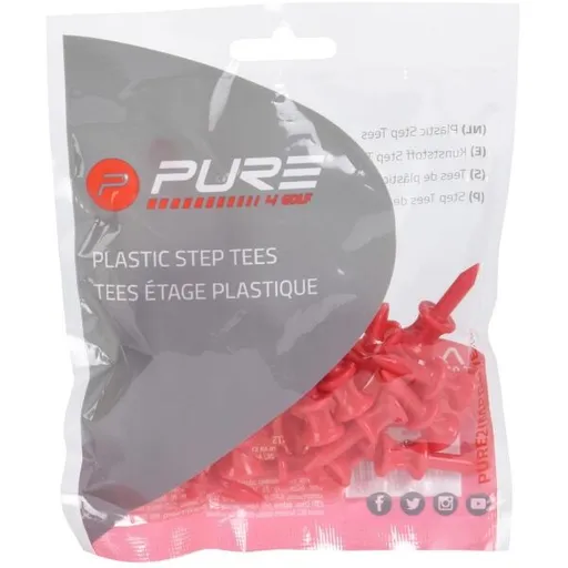 PURE 2 IMPROVE PLASTIC STEP TEES 31MM 30KS Golfová týčka, červená, velikost
