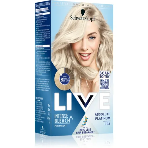 Schwarzkopf LIVE Intense Bleach odbarvovač na vlasy 00A Absolutní platinová 1 ks