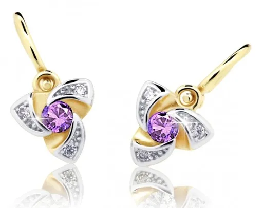 Cutie Jewellery Zlaté dětské náušnice C2203-10-X-1 fialová