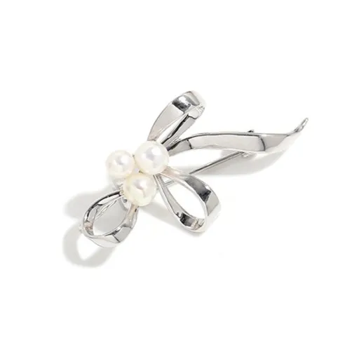 Troli Elegantní brož Stuha se syntetickými perlami Silver