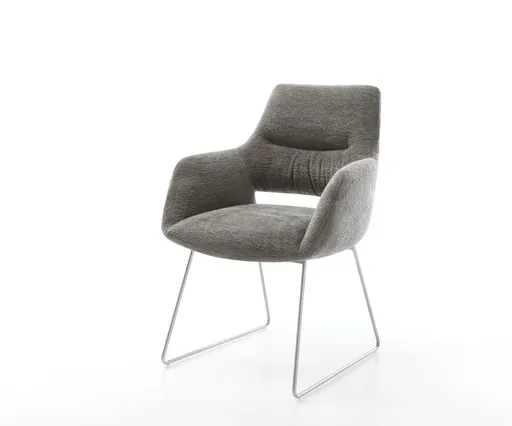 Jídelní židle Yago-Flex s područkami bouclé měkký tmavě béžová