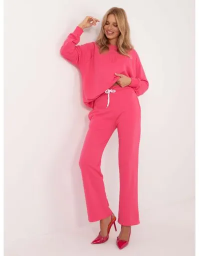 Dámská tepláková souprava s mikinou nadměrné velikosti tmavě růžová