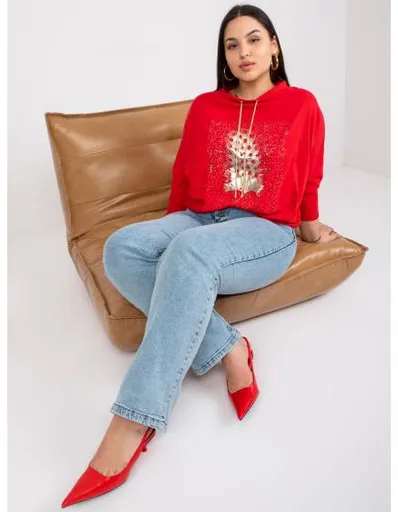 Dámská halenka s kamínky plus size MANON červená