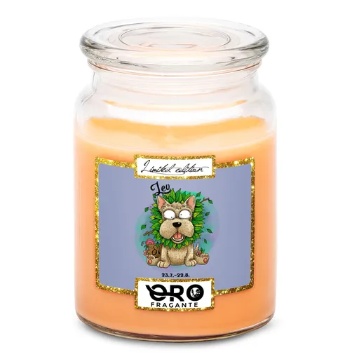 Svíčka Psí znamení – lev (Vůně svíčky: Tropické ovoce)