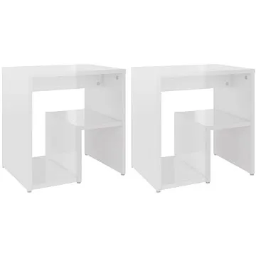 SHUMEE Noční stolky 2 ks bílé s vysokým leskem 40 × 30 × 40 cm dřevotříska, 806341 (806341)