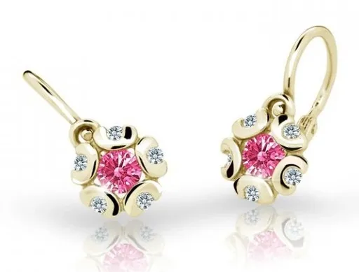 Cutie Jewellery Zlaté dětské náušnice C2178-10-X-1 fuchsiová