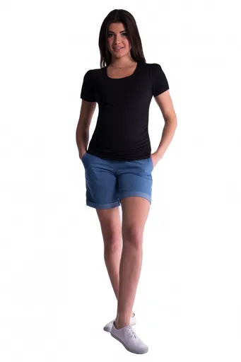 bemaamaa Těhotenské kraťasy s elastickým pásem - sv. modré, vel. XXXL