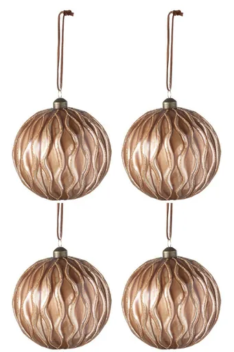 Box 4 ks vánočních zlato hnědých koulí L - 12*12*12 cm J-Line by Jolipa