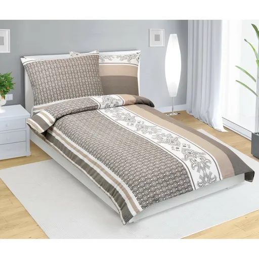 Bellatex Bavlněné povlečení Ornament kávová, 140 x 200 cm, 70 x 90 cm, 140 x 200 cm, 70 x 90 cm