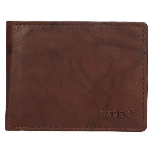 Pánská kožená peněženka Lagen Samel - tmavě hnědá