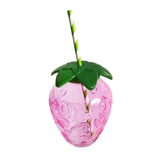 Sklenice s brčkem TORO 450ml jahoda