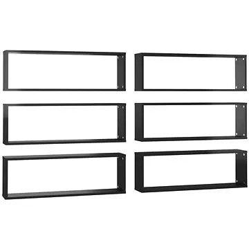 Shumee Nástěnné krychlové 6 ks černé 80×15×26,5 cm dřevotříska, 807129 (807129)