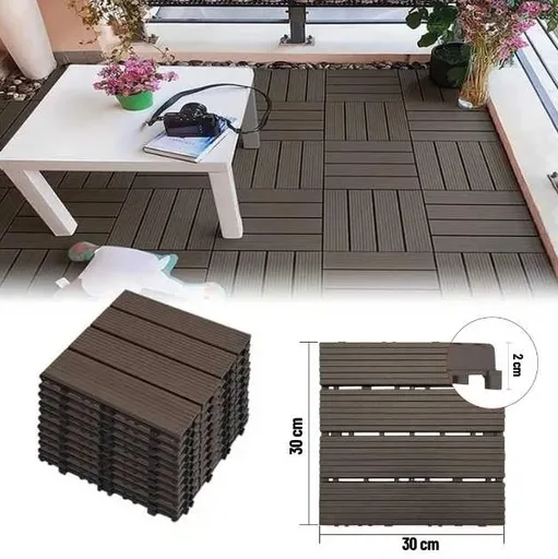 ConSys Plastové dlaždice 30x30x2 cm PP 67295 sada 10 kusů tmavě hnědá