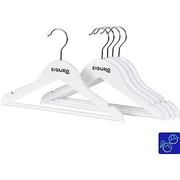 Siguro Sada dětských dřevěných ramínek, bílé, 5 ks (SGR-HGKW5W)