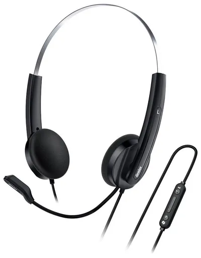 Genius HS-220U AI, Headset, náhlavní, drátový, s mikrofonem, ovládání hlasitosti,Copilot, 1× USB-C, černo-stříbrná