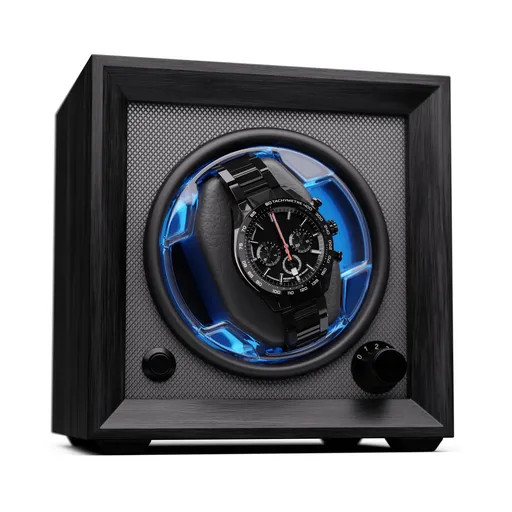 Klarstein Brienz 1, natahovač hodinek, 1 hodinky, 4 režimy, dřevěný vzhled, modré vnitřní osvětlení