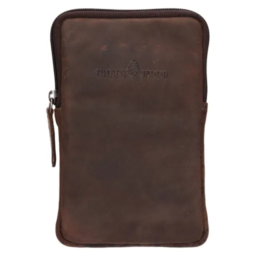 Kožená taška na mobil a doklady Greenwood Ajax - tmavě hnědá