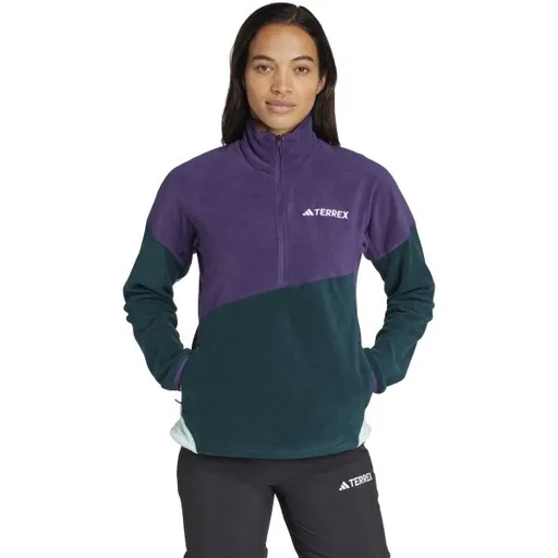 adidas TERREX MULTI CLIMAWARM FLEECE ANORAK Dámská fleecová mikina, tmavě zelená, velikost