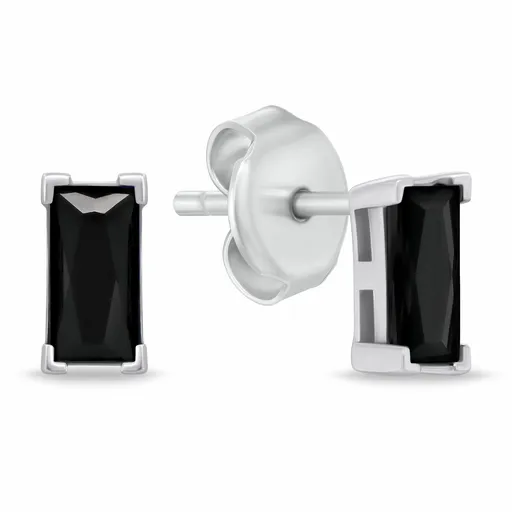 Brilio Silver Stříbrné náušnice s černými kubickými zirkony EA1176WBC