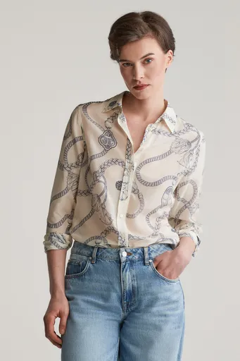 KOŠILE GANT REG SAILING PRINT COT SILK SHIRT CREAM