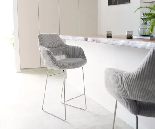 Barová židle Yago-Flex podnož nerezová ocel, manšestr,