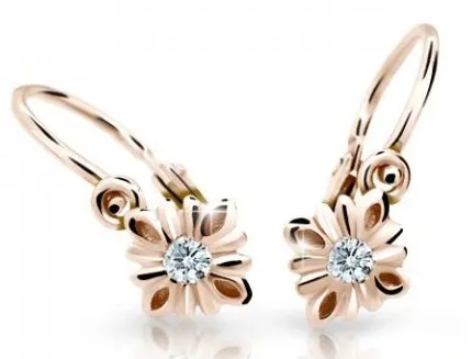 Cutie Jewellery Půvabné dětské náušnice z růžového zlata C2261-10-X-4 bílá
