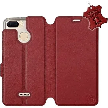 Flip pouzdro na mobil Xiaomi Redmi 6 - Tmavě červené - kožené -   Dark Red Leather (5903226518791)