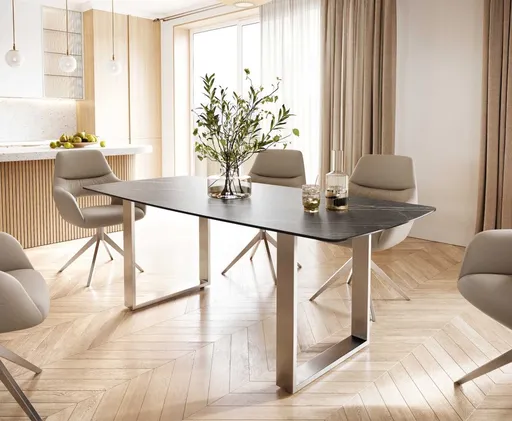 Jídelní stůl Edge 200x100 cm keramika zaoblená Laminam® Noir